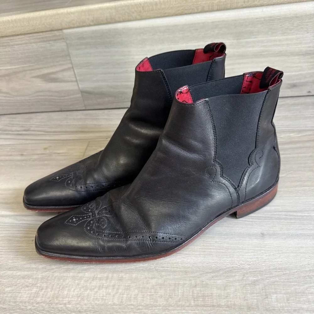 Jeffery-West Muse Black Leather Chelsea Boots Mens Size 11 Made In Spain